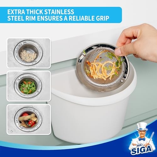 MR.SIGA Kitchen Sink Strainer, Stainless Steel Sink Drain Strainer, 2 Pack