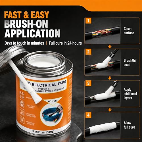 5.29 oz Liquid Electrical Tape Quick-Drying Insulating Glue with Brush Cap - Quick-Dry Waterproof Sealant for Wires, Cables, Connectors, Outdoor & Automotive Electrical Equipment (White) - color: White