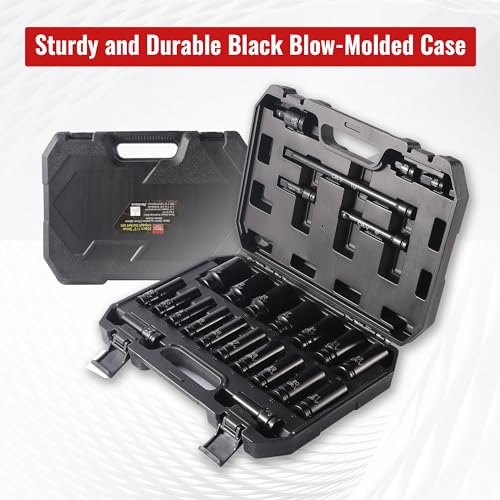 Reniteco 25-Piece 1/2" Drive Socket Set, Metric 10mm-32mm, 6-Point, Cr-V - size: 25 PCS-1/2"