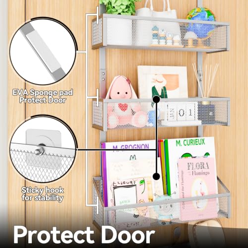 Kaiferty Over The Door Hooks Organizer, Coat Rack Over The Door Storage Hanger Towel Rack, Back of Door Storage Organizer for Bathroom,Bedroom,Kitchen,Office (Silver, 4-Tier) - color: Silver, size: 4-Tier