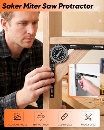 Saker Miter Saw Protractor 7-Inch Aluminum Protractor Angle Finder Black - style: 1 Pack