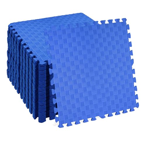 BalanceFrom Puzzle Exercise Mat 1-inch Thick, EVA Interlocking Foam Floor - color: Blue, style: One Inch Thick, 72 Square Feet