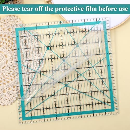 7 Pieces Quilting Rulers Templates, 2.5",3.5", 5",6.5", 8", 10",12.5" Square Sewing Ruler Fabric Cutting Rulers Acrylic Quilters Ruler with Non-Slip Pads for Quilting and Sewing