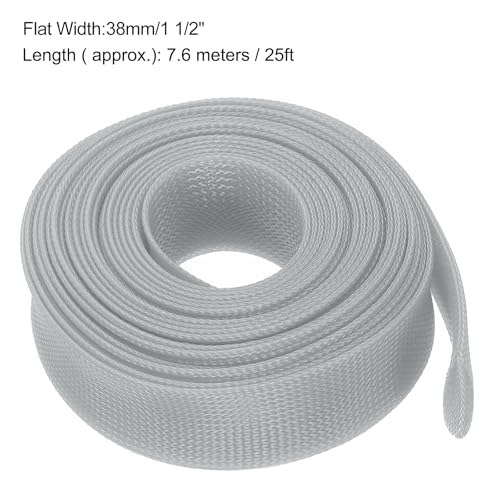 uxcell Expandable Sleeving, 1 1/2-inch 25ft Cable Sleeve, Gray - color: Gray, size: 1 1/2-inch x 25ft