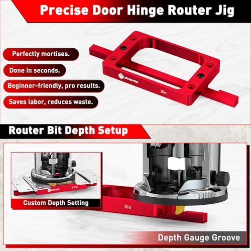 3" Fixed Size Door Hinge Jig for Door and Jamb, Aluminum Alloy - size: 3 in