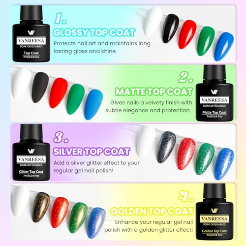 VANREESA Gel Nail Polish Kit with U V Light 53 Pcs Gel Polish Nail Set 36 Sweet Colors Nail Polish Set with Base Coat and 4 Effects Top Coat Manicure Tools Complete Nail Kit Gifts for Women Girls - color: Sweet Juice