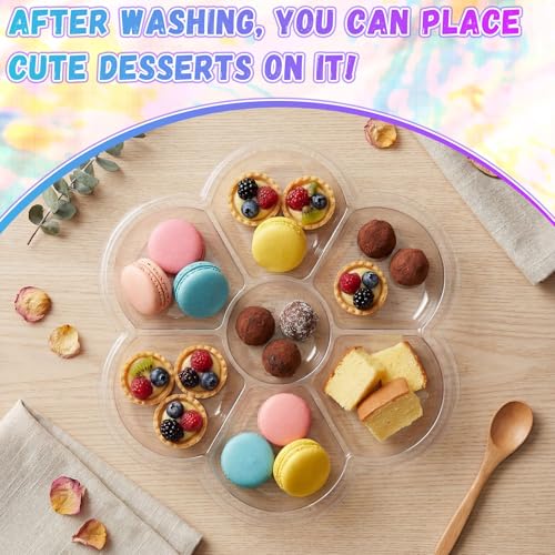 100 Pcs Large Clear Plum Blossom Paint Tray Palette Disposable Watercolor Palette Acrylic Paint Pallet Color Mixing Tray for Painting Party Oil Watercolor Craft Supplies DIY Art Painting - style: Plum Blossom 7 Square