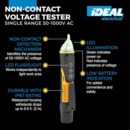 Ideal Electrical 61-647 Single Range 50 to 1000V AC NCVT w/Flashlight