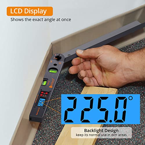 Neoteck 16 inch Digital Angle Finder 225°Aluminum Protractor LCD Backlight - color: Black