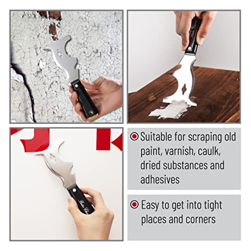 Bates- Paint Scraper, 10 in 1, 2 pcs, Metal Hammer End, Paint Scrapers for Wood, Putty Knife, Metal Scraper, Spackle Knife - color: Black, size: 2 Pack