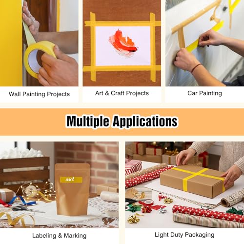 HongWay Masking Tape 1 Inch, 6 Rolls x 22yd (132yds in Total) Painters Tapes for Painting Labeling Arts Crafts, Easy Removal, No Residue (0.94in Yellow) - color: Yellow, size: 0.94IN*22YD