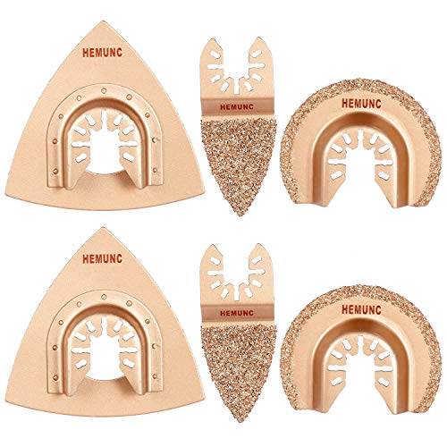 6pcs Universal Carbide Oscillating Saw Blades, HEMUNC Mixed Multitool Saw Blades - size: Assorted Carbide Blades Kit