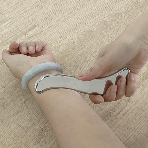 BYYDDIY 6.3 inch Non-Magnetic 304Stainless Steel Gua Sha Tool & Muscle Scraper Tool & Gua Sha Facial Tools (S.S) - style: Style: S.S