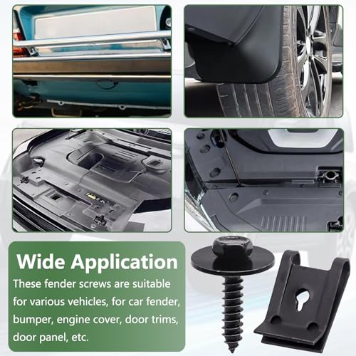 30Pcs M4.2 Automotive Body Bolt & U-Nut Clips Kit, Multipurpose Fender Bolts Body Fastener Clips for Most Cars Bumper Engine Splash Shield - color: Black-M4.2