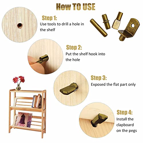 104Pcs Shelf Pins Pegs Kit,4 Styles Shelf Support Pegs,Bookshelf Pegs for Shelves,Cabinet Shelf Bracket Pegs Shelf Holders Pins for Kitchen Furniture & Closet (5mm & 1/4inch,Bronze Tone) - style: 4 Style-Bronze tone-104 Pcs
