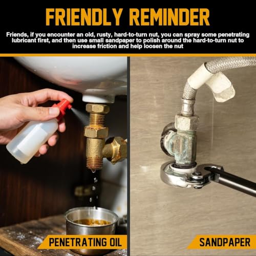 GRENPRO 11" Adjustable Basin Wrench Sink Faucet Tight Space Plumbing Tools - style: Black Electrophoretic Basin Wrench Capacity 3/8" to 1-1/4"