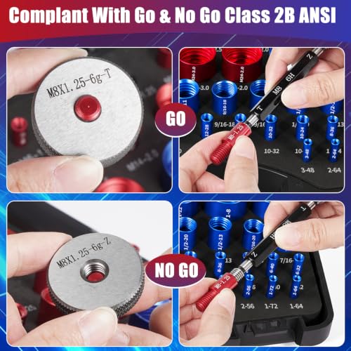 82Pcs Thread Checker, Nut and Bolt Thread Checker, 38 Inch & 44 Metric Box Set Thread Gauge, Thread Checker Standard and Metric Suitable for Size Checker of Bolts or Nuts in Narrow Areas - size: 82 Gauges - 38 Inch & 44 Metric