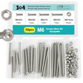 50PCS M6 x 50mm 60mm 70mm 80mm, Button Head Socket Cap Screws Bolts Nuts Kit, Stainless Steel 304, Metric Allen Hex Drive, Fully Threaded - size: Button M6x50/60/70/80mm