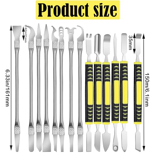 14 Pcs Stainless Steel Dual Ends Crowbar Dual-Ends Small Spudger Pry Opening Repair Tools Kit for Professional Repair Kit Suitable for Phones Laptops Tablets Smartwatches Digital Appliances