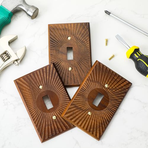 DoubleFill 4 Pcs Walnut Wood Switch Cover,13 * 8.2cm,Single Toggle - color: Single Toggle, size: 13 x 8.2 cm