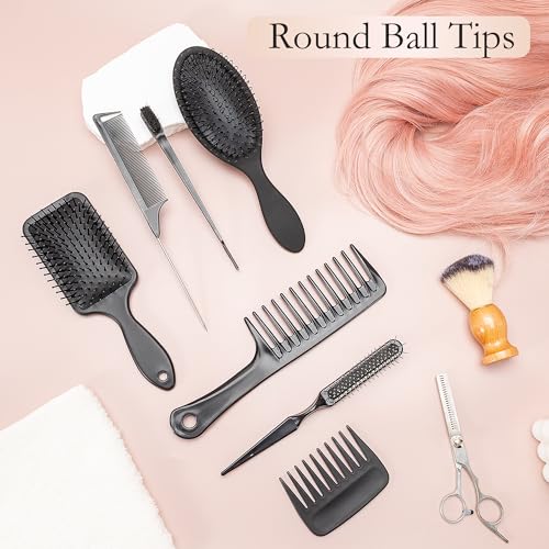 SIMPOR 7 Pcs Wig Brush Set for Synthetic Hair for Hair Extensions and Wigs - color: Black - 7 Pcs