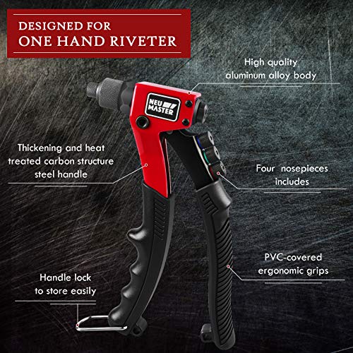 NEU MASTER Rivet Gun, Pop Rivet Tool Kit with 200 Rivets & Carrying Case