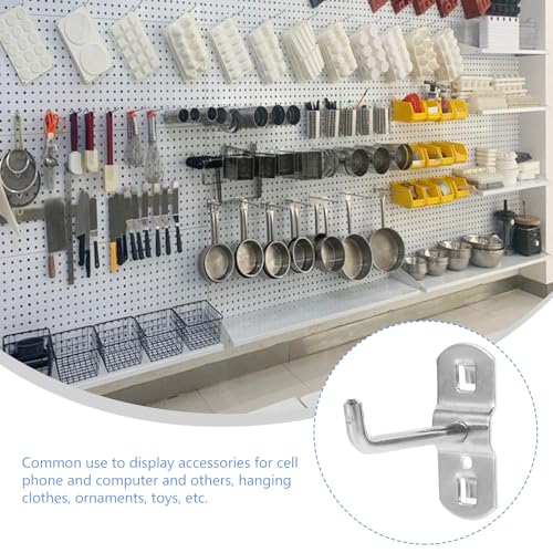 Garneck 12 Pcs Metal Square Peg Board Hooks - Heavy Duty Display Hooks for Supermarket Shelf Rack - Hanging L Style Screw Hook Pegboard Wall Organizer Tool Accessory