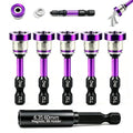 6pcs Drywall Screw Setter Set, 1/4" Hex Adjustable Depth Positioning Bits with Magnetic Bit Holder Extension Bar, Magnetic Positioning Screwdriver Bits, for Sheetrock and Plasterboard Screws (Purple) - color: Purple