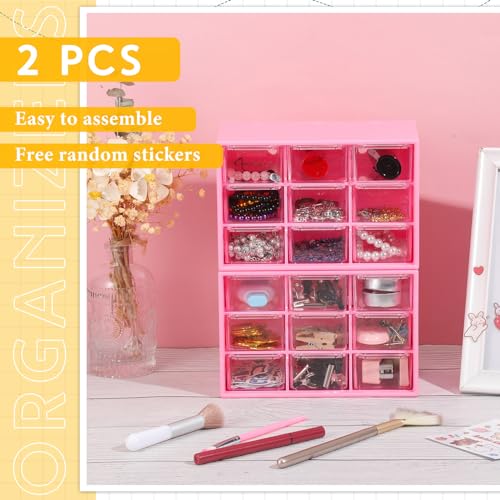 Wenqik 2 Pcs Mini Storage Drawers, Rose Red - color: Rose Red