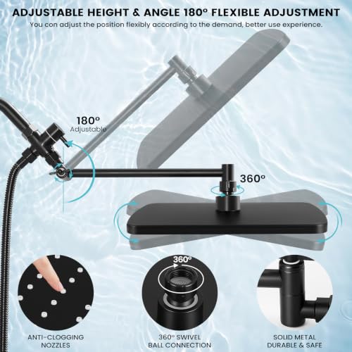 Shower Head with Handheld, High Pressure Black Rain Shower Head - color: A-Matte Black, style: Rectangular 12"