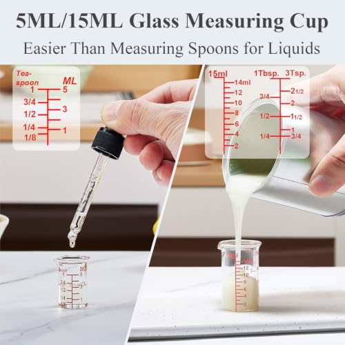 Ackers BORO3.3 Mini Borosilicate Glass Measuring Cup Set, 4-Piece, 5-60 ml - size: 5ML/15ML/30ML/60ML Measuring Cup Set