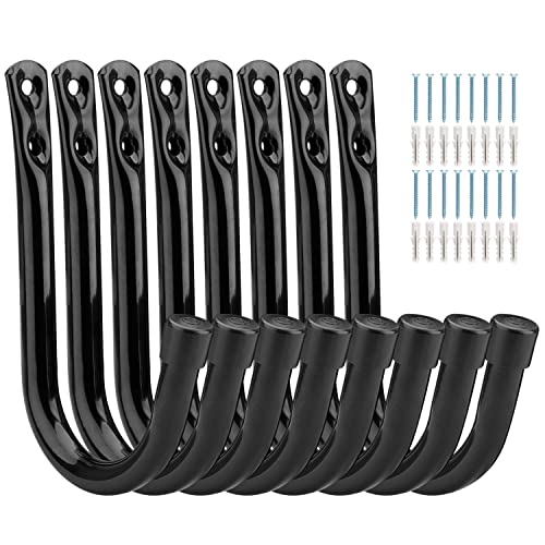 Heavy Duty Garage Storage Hooks, 3.4Inch J Utility Garage Wall Hooks for Hanging, 8 Pack Wall Mounted Hanging Hooks - size: 5.6 Inch x 3.4 Inch