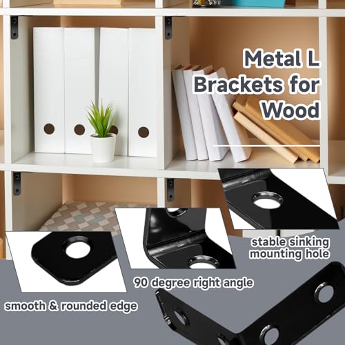 Luomorgo L Bracket Corner Braces 1.5 Inch, Black Coated, 20PCS - size: 1.5 Inch Black Coated