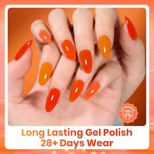Beetles Orange Gel Polish Set, Scarlet Sunset Collection,6 Fall Colors - color: Scarlet Sunset