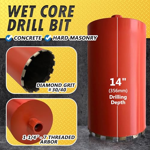 7" Wet Diamond Core Bit for Concrete & Masonry, 1-1/4"-7 Arbor - size: 7 Inch