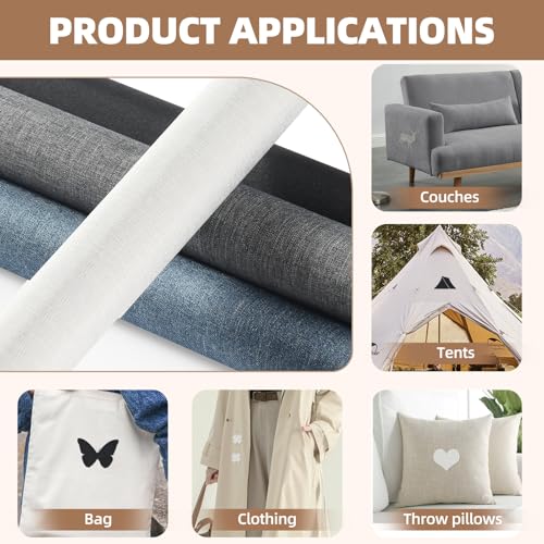Fabric Repair Tape, Self-Adhesive Couch Patch for Furniture, Cloth - color: Linen Grey, size: 17X79 Inch