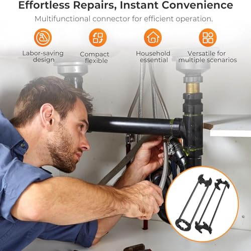 2PCS Multifunctional Sink Faucet Wrench Set - 11-in-1 Basin Tool for Tight Spaces, 4-Jaw Hex Plumbing Installer for Home Maintenance, Practical Tools for Men (Black) - color: Black