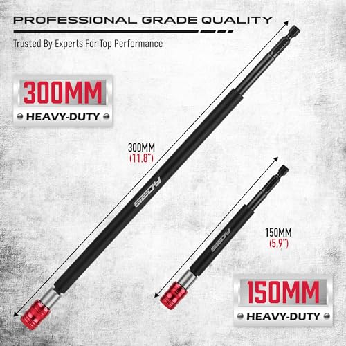 Magnetic Screwdriver Bit Holder Set: 2-Piece 1/4 Inch Hex Shank Quick Release Extension Adapter | Super Straight Durable CR-V Steel | Universal Fit for Impact Driver Bits | 6", 12" Long - style: 6|12inch-2PCS