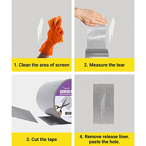TORTO9 Window Screen Repair Kit, 3-Layer Strong Adhesive & Waterproof Tape Fiberglass Covering mesh (Gray, 4 Inch x 15 FT) - color: Gray, size: 4 Inch x 15 FT