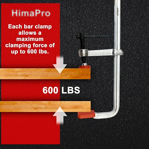HimaPro 12 Inch Medium Duty Bar Clamp Set, 4 Pack – Drop Forged Steel F-Clamps with 600 lbs Load Capacity and 3-5/32 Inch Throat Depth for Welding, Woodworking, and Metalworking - size: 600 lbs Load Limit