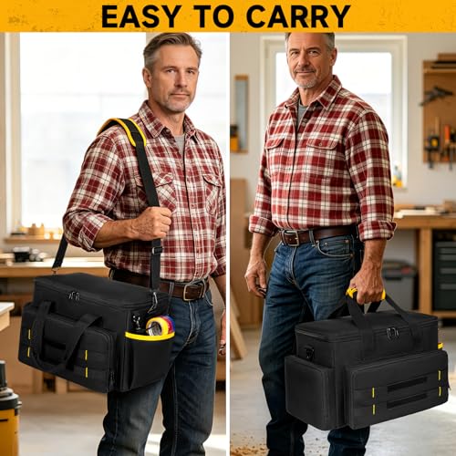 Tool Bag 15-Inch, Heavy-Duty Tool Storage Organizer, Portable Tool Box Tote - color: Black