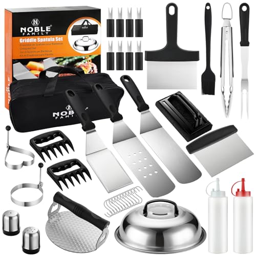 N NOBLE FAMILY 38PCS Griddle Accessories Kit, Professional Grill Tools Set - style: Rectangle Griddle Press