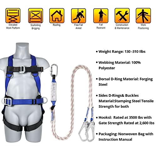 TT TRSMIMA Safety Harness Fall Protection Kit: Roofing Harness for Work - style: Blue