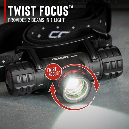 Coast XPH30R 1500 Lumen USB-C Rechargeable Dual Power Headlamp with Twist Focus Beam and Magnetic Base, 4.37 oz. - Forest Green - color: Forest