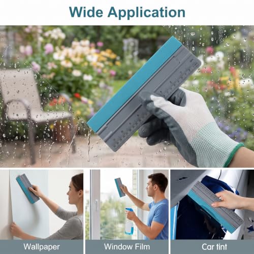 Wallpaper Smoothing Tool, Professional Vinyl Squeegee with Ruler | Felt Squeegee for Vinyl Decals Sticker Paper Wallpaper Window Film Tools (Gray, 12inch) - size: 12in Gray