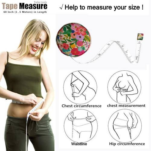 Tape Measure for Body Measuring Fabric Sewing Tailor Ruler Flexible Soft Pocket Small Mini Body Measurement Cloth Measuring Tape 60 Inch Premium Leather Retractable Tape Measure - color: Flower 1 pack