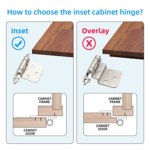 HOME MASTER HARDWARE Self Closing Overlay Cabinet Hinges 1/2" Variable Semi-Concealed Hinge for Kitchen Bathroom Hinges Flush Mount w/Cupboard Screws, Satin Nickel Finish 20 Pcs - color: Satin Nickel-20Pack, size: 1/2"Overlay