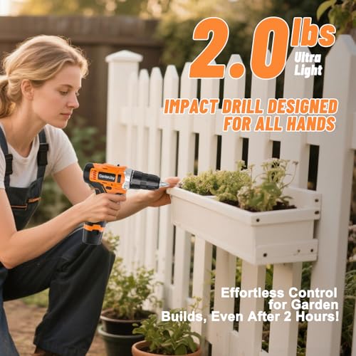 12V Cordless Electric Drill Driver Set, Powerful Lightweight Portable Rechargeable Screwdriver 42pcs Accessories,2-Speed, 24+1 Position for Wood/Wall Drilling & Screw Driving, Home DIY Tool woman man - style: 12V - 2 Batteries - Orange - Basic
