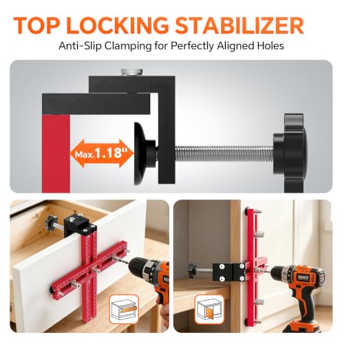 Cabinet Hardware Jig, Adjustable Cabinet Handle Jig Drill Guide Template for Knobs & Handles, Precision Hole Locator Tool for DIY Cabinet Installation, Fits 2.5" to 7.5" Spacing
