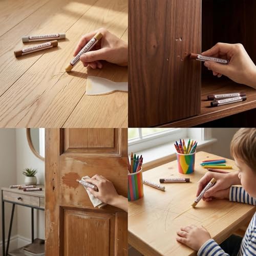 RAINFLOW Wood Filler Sticks Repair Kit - 8 Colors Furniture Scratch Repair